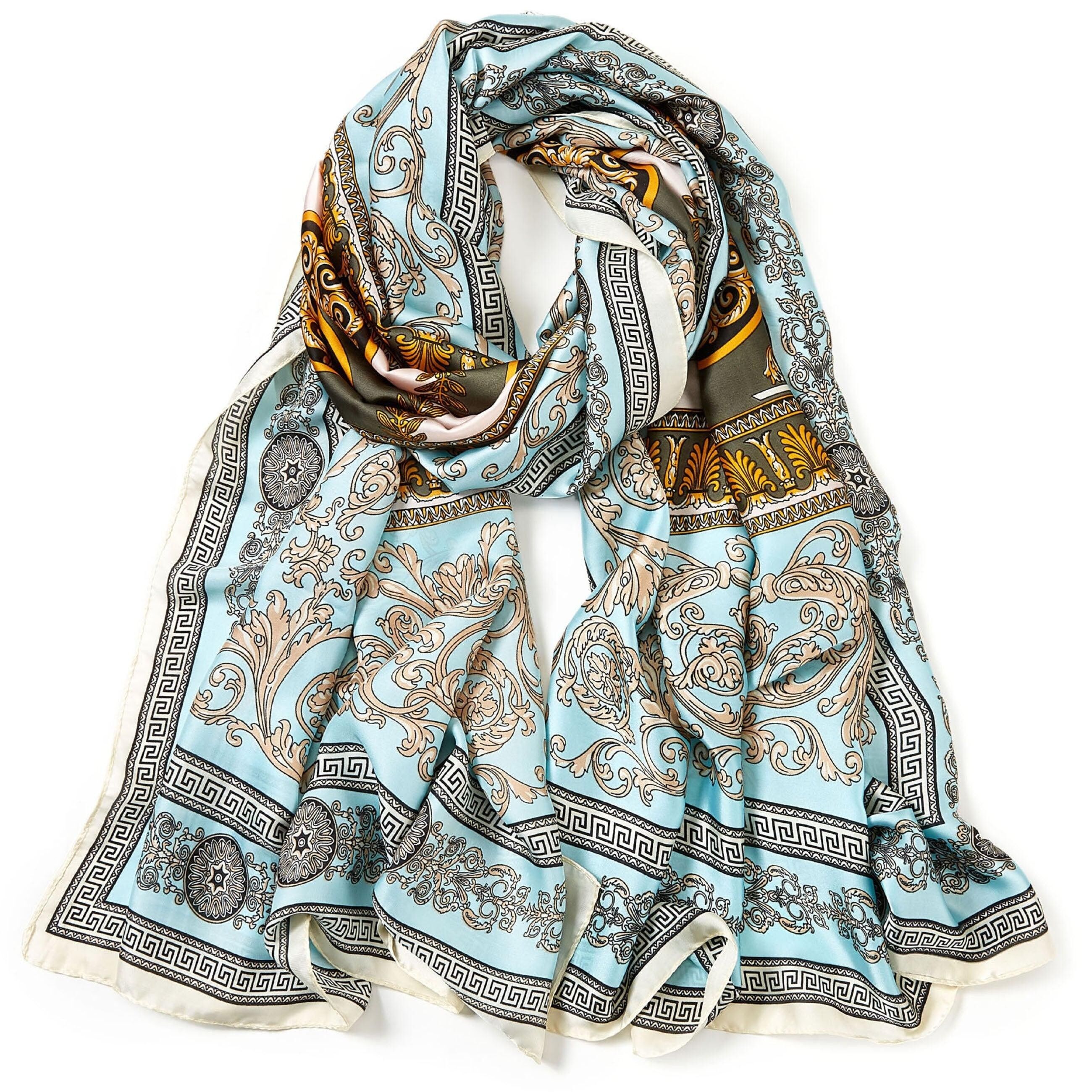 Stola in seta STAMPA V - Blu Turchese
