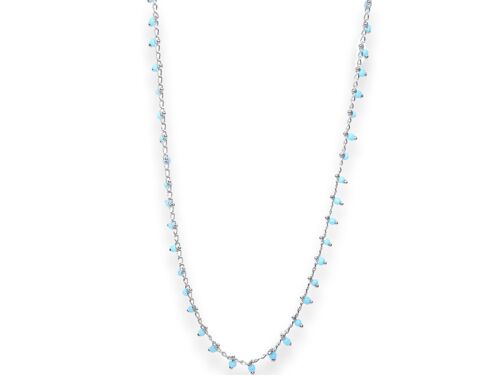 SMALLPEARL NECKLACE SILVER BLUE
