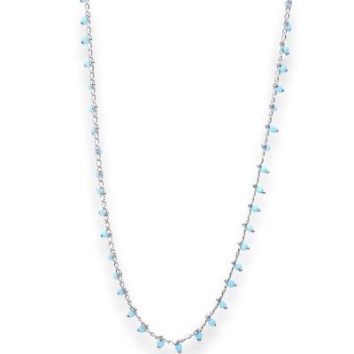 SMALLPEARL NECKLACE SILVER BLUE