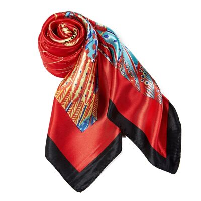 Feather Silk Square - Red