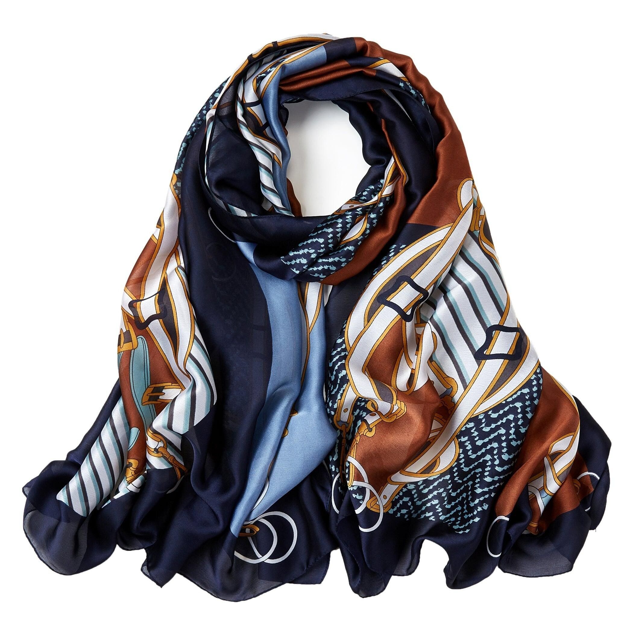 Stola Easy Belts in seta - Blu navy