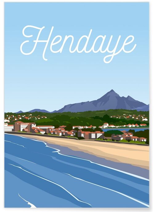 Affiche illustration de la ville d'Hendaye