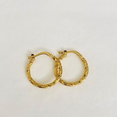 Daphne engraved golden hoops - Made in France -