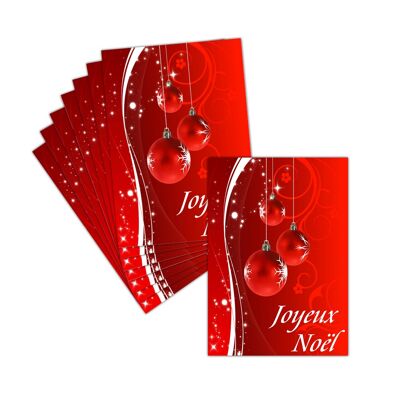 Carte Noâ«l - Joyeux Noel; 8 Cartes Postales ; 3 Formats Dispos; Carte Joyeux Noel Boule Rouge