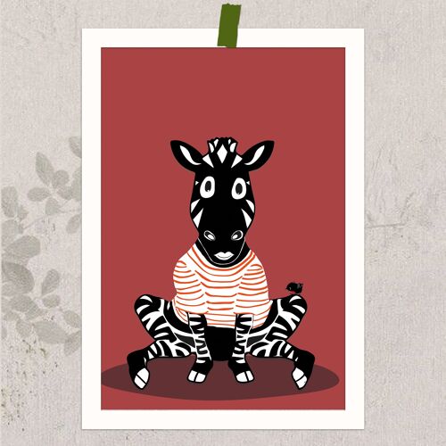 Zebra - Kleines Poster DIN A5