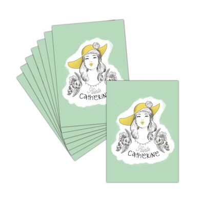 Carte Sainte Catherine Dessin; 8 Cartes Postales ; 3 Formats Dispos; Carte Bisous De Catherinette
