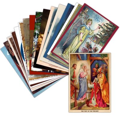 Carte Noel Religieuse Nativité; Lot de 16 Cartes Différentes ; Format Carte Postale (3 Formats Dispos); Belle Carte Noel Religieuse Nativité