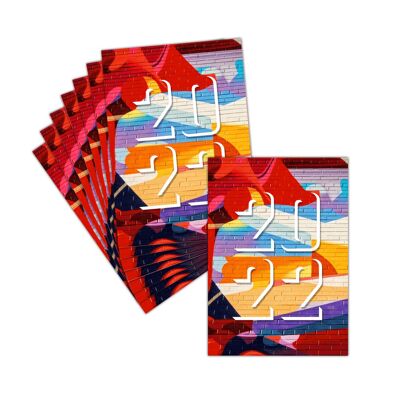 Carte de Voeux 2022 Design et Tendance; 8 Cartes Postales ; 3 Formats Dispos; Carte Nouvelle Année 2022 Sur Un Mur Tendance