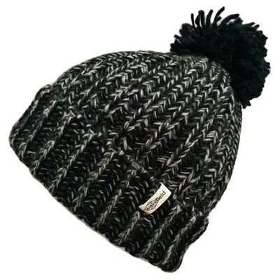 Cappello invernale lavorato a maglia Nero - Fodera in pile