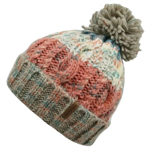 Pom Pom Winter Hat Salmon, White, Blue, Grey - Fleece Lining