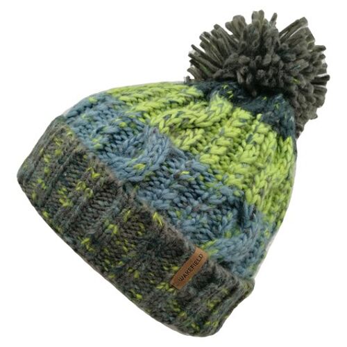 Pom Pom Winter Hat Blue, Green, Grey - Fleece Lining