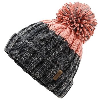 Chapeau d'hiver Siberia gris / rose - Chapeaux en laine avec doublure en polaire