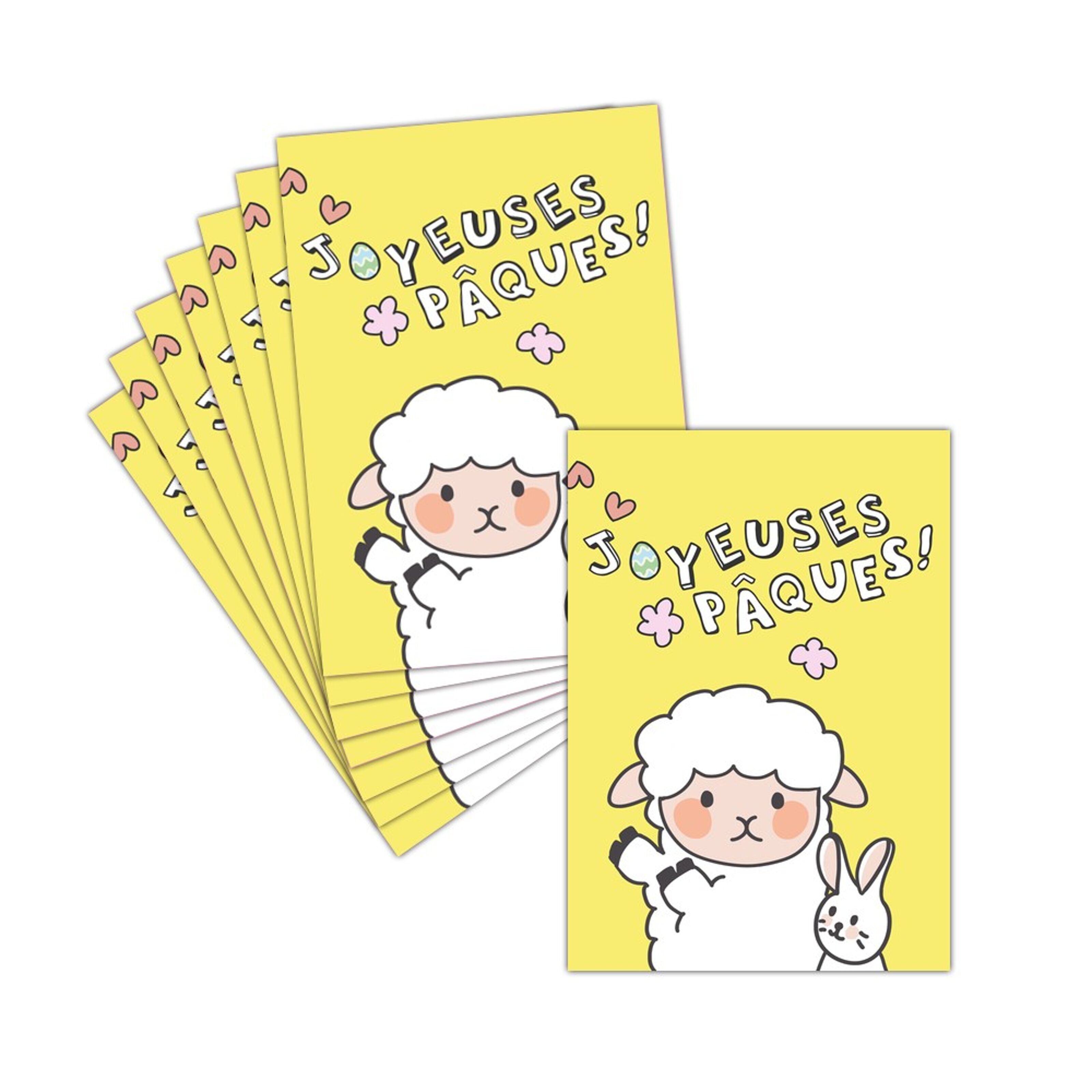 Carte postale double avec enveloppe fêtes joyeuses pâques porte