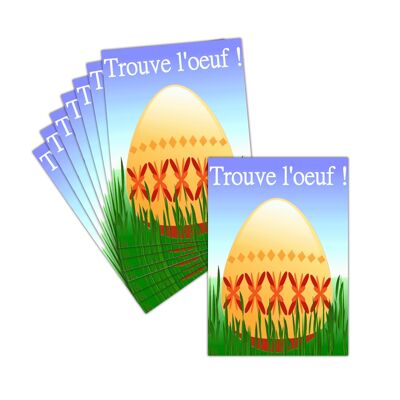 Carte Joyeuses Pâ¢ques; 8 Cartes Non Pliées ; 3 Formats Dispos; Carte Trouver L'oeuf De Pâ¢ques