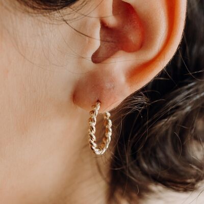 Cassandre golden twisted hoop earrings - Made in France -