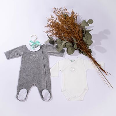 Gray Rocking Horse birth box 2-piece set