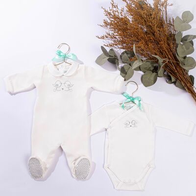 Birth box The birds in love Cream 2-piece set