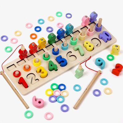 Juguetes Montessori para niños， rompecabezas de clasificación de colores de madera, juguetes, números, matemáticas