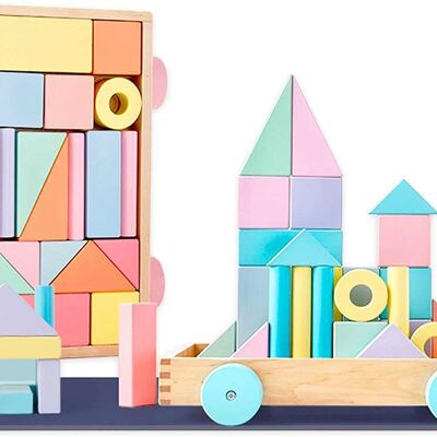 Carro de bloques de construcción de madera, juguetes para niños pequeños, bebés, juego educativo