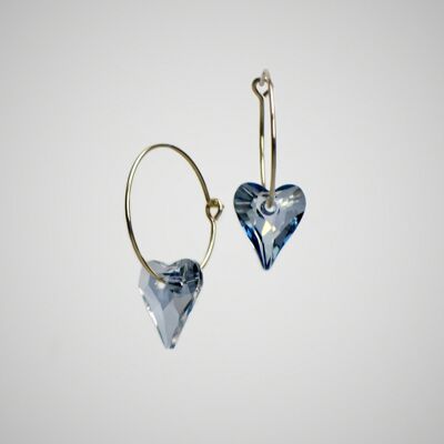 Pendientes de aro con corazón "Blue Shade"