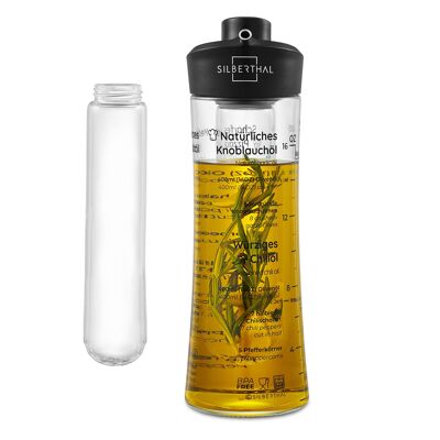 Bottiglia di olio con beccuccio in vetro - Con setaccio per erbe aromatiche - 500 ml