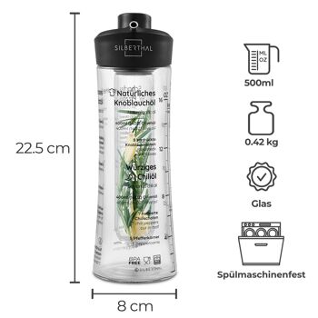 Bouteille d'huile avec bec en verre - Avec tamis à herbes - 500 ml 7