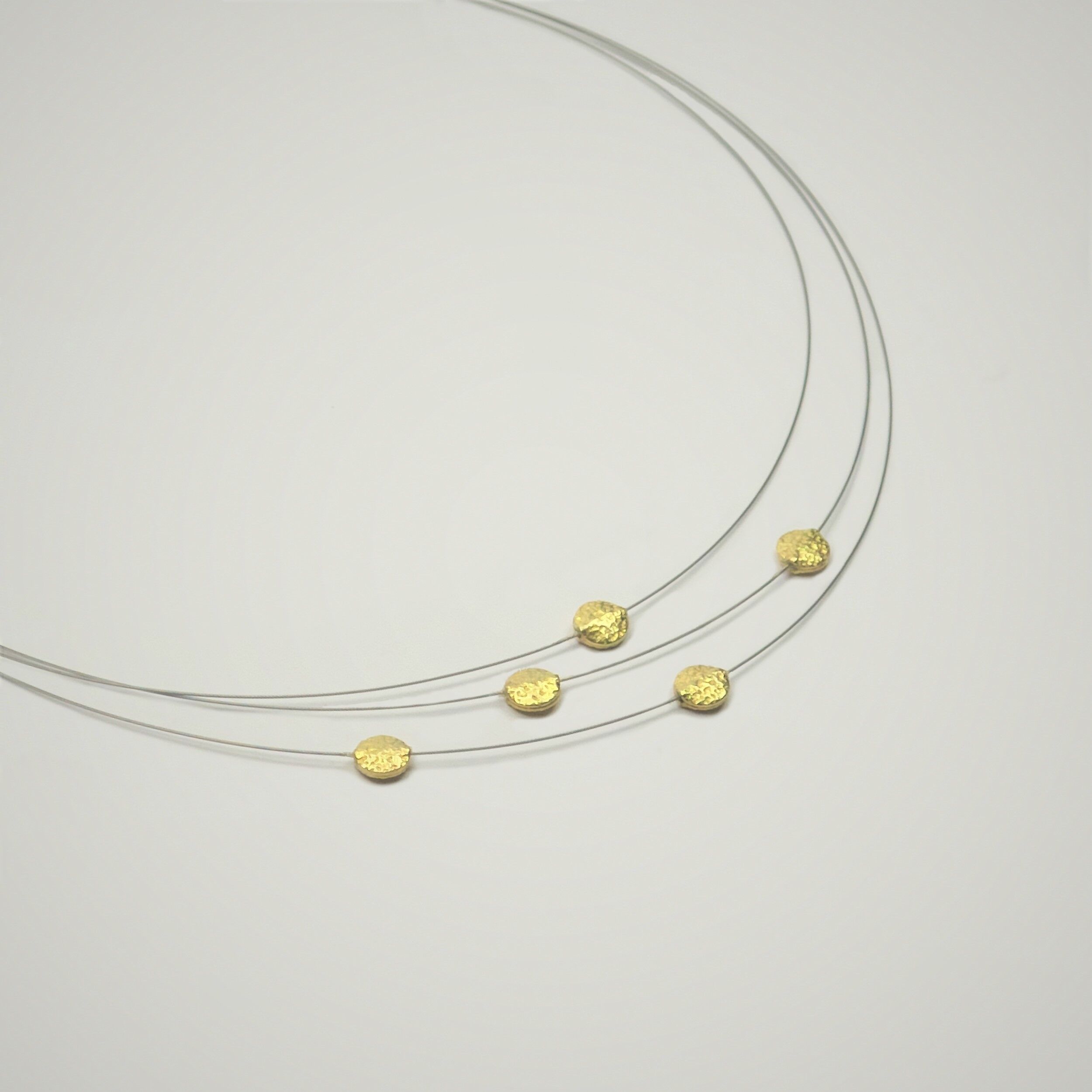 Collana 3 file con lenti in argento 925 placcato oro