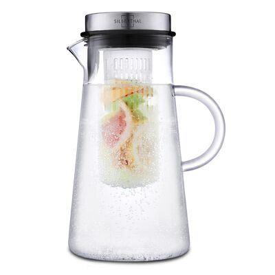 2 liter glass carafe with lid - heat-resistant - with fruit insert