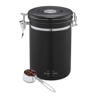 Airtight coffee can 500g made of stainless steel with aroma valve for full aroma
