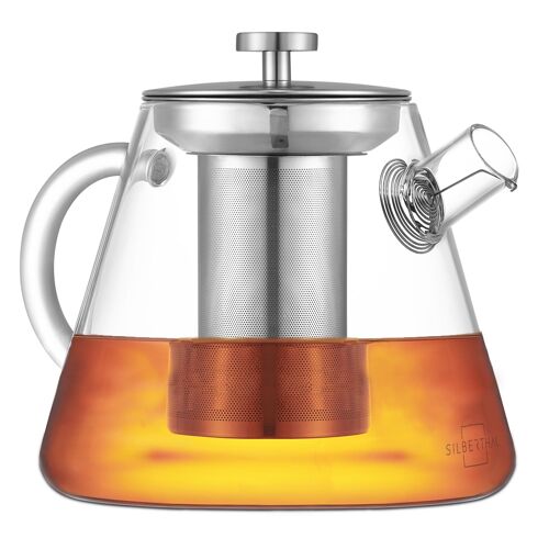 Teekanne Glas mit Sieb - 1,5 Liter - spülmaschinenfest - für 10-12 Tassen Tee
