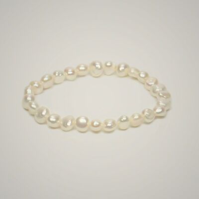 Pulsera de perlas, 18 cm, blanco