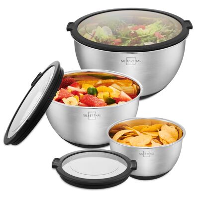 Stainless steel bowls with lid set - 3 pieces - dishwasher safe