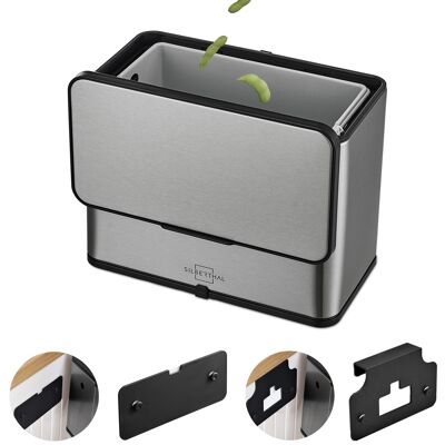 Cubo de basura orgánica de acero inoxidable con filtro de carbón activado - 3 litros