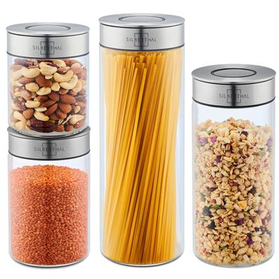 Set of 4 storage jars - with lid - airtight