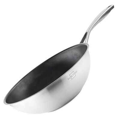 Wok pan Ø 28 cm - stainless steel - induction - non-stick coating