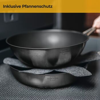 Poêle wok Ø 28 cm - inox - induction - revêtement antiadhésif 5