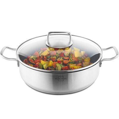 Serving pan 28 cm with lid - stainless steel - induction - non-stick coating - 5 L