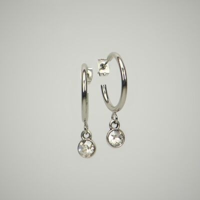 Open hoop earrings with a crystal "crystal"
