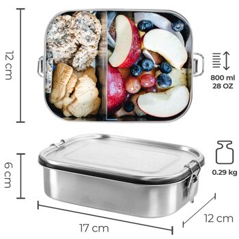 Petite boîte à lunch avec séparateur - étanche - sans plastique - 800 ml - acier inoxydable 8