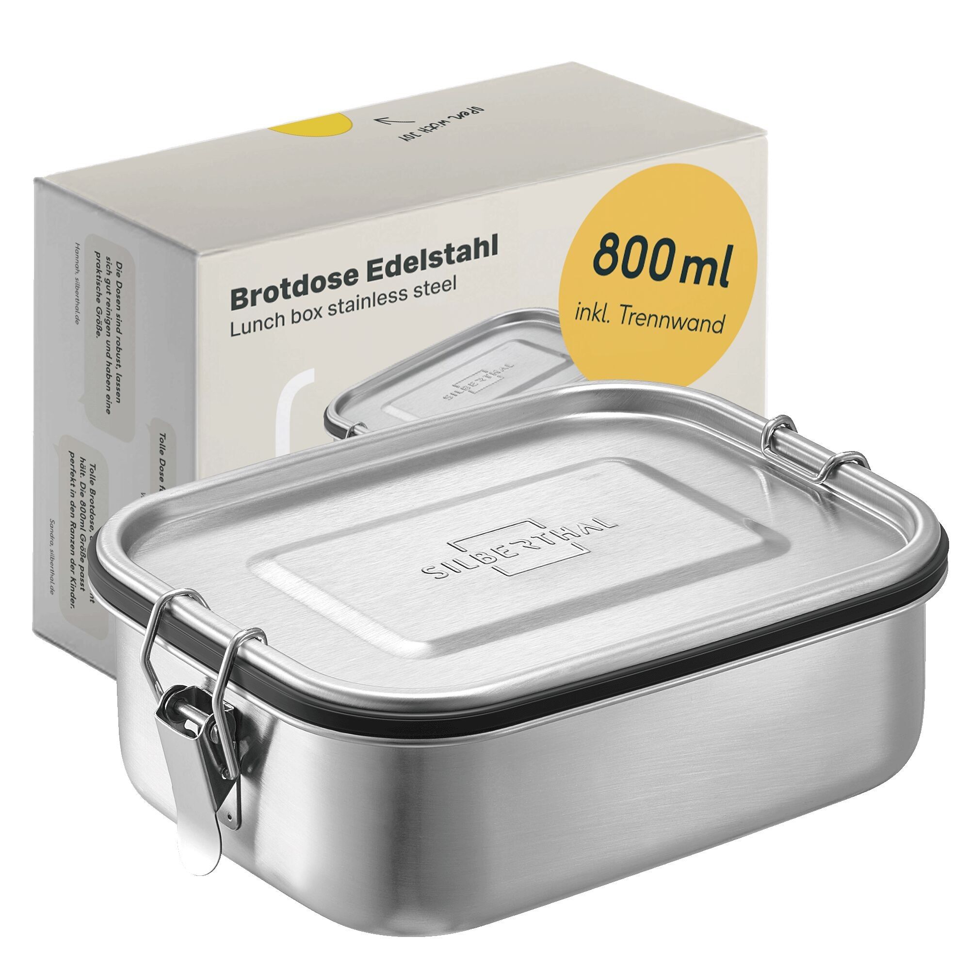 Kleine Brotdose mit Trennwand – Auslaufsicher – Plastikfrei - 800ml - Edelstahl