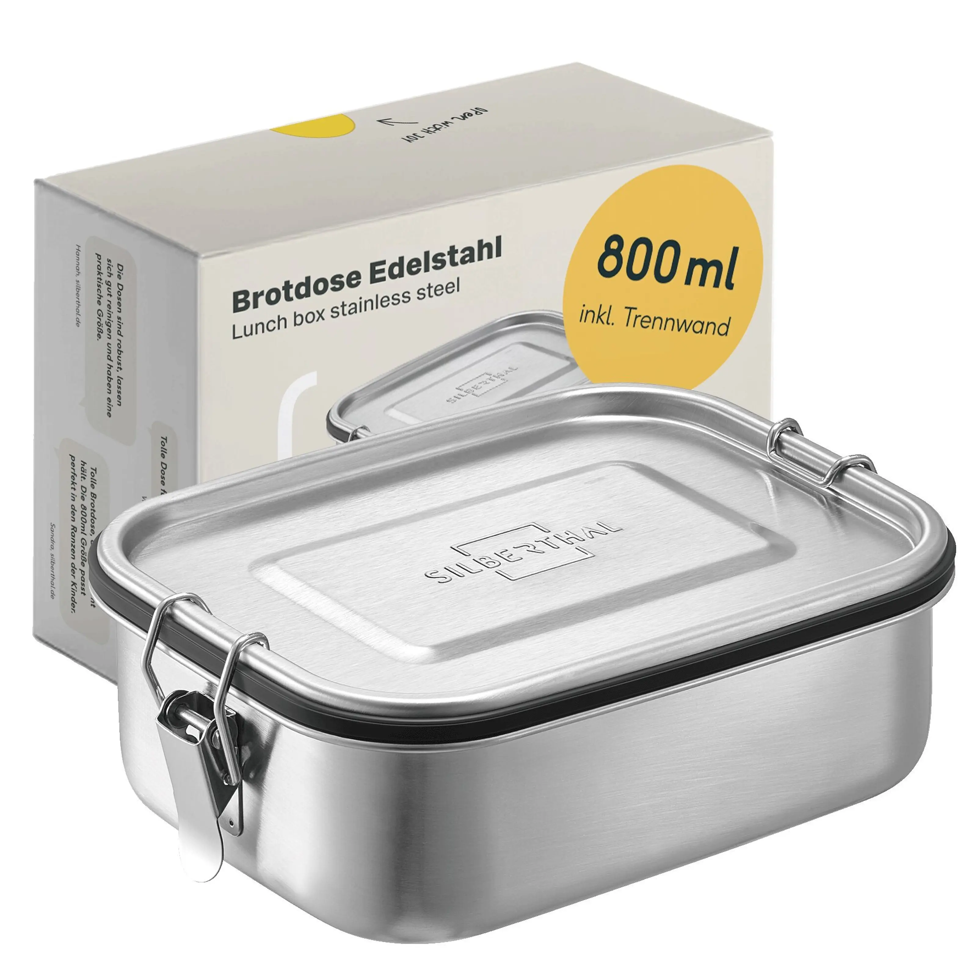 Kaufen Sie Kleine Brotdose mit Trennwand – Auslaufsicher – Plastikfrei - 800ml
