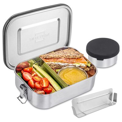 Lunch box in acciaio inossidabile con divisorio - a tenuta stagna - senza plastica - 1200 ml