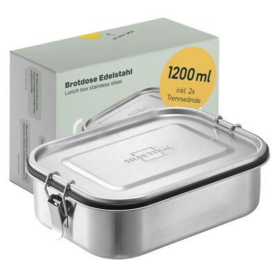 Lunch box stainless steel with partition - leak-proof - plastic-free - 1200ml