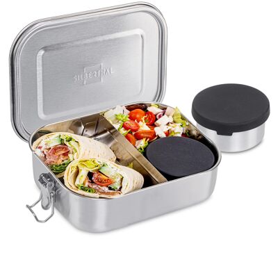 Large lunch box made of stainless steel - with partition - plastic-free - 1400ml