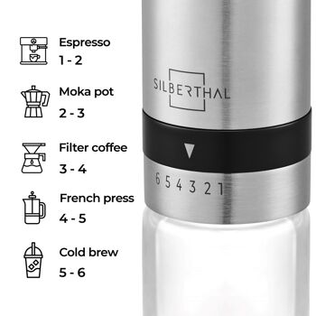 Presse française avec moulin à café manuel et pot à café 4