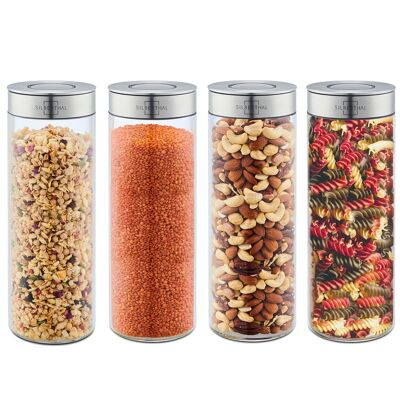 Storage jars 1.5 liters - frustration-free lid - set of 4 - aroma-tight closure