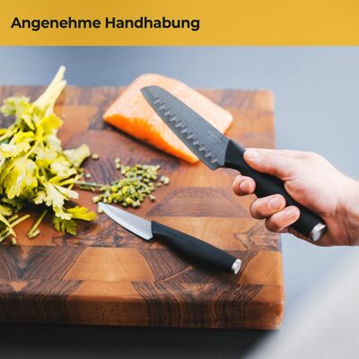 High performance ceramic kitchen knife set - 3 pieces - black