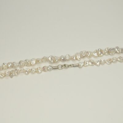 Collier de perles Keshi avec mousqueton en argent, 50cm