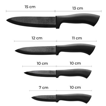 Ensemble de couteaux en céramique - noir - 4 pièces en céramique de zircone 2