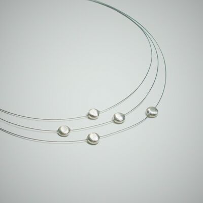 Collana 3 file con lenti in argento 925, 46cm